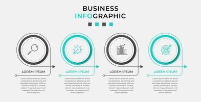 plantilla de negocio de diseño infográfico vectorial con iconos y 4 opciones o pasos. se puede utilizar para diagramas de proceso, presentaciones, diseño de flujo de trabajo, pancarta, diagrama de flujo, gráfico de información vector