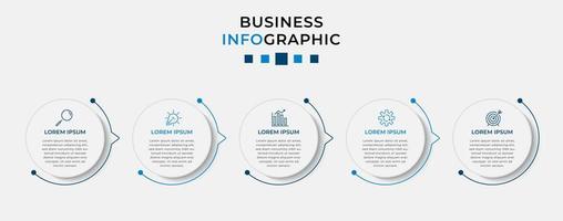 plantilla de negocio de diseño infográfico vectorial con iconos y 5 opciones o pasos. se puede utilizar para diagramas de procesos, presentaciones, diseño de flujo de trabajo, pancartas, diagramas de flujo, gráficos de información vector