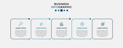 plantilla de negocio de diseño infográfico vectorial con iconos y 5 opciones o pasos. se puede utilizar para diagramas de procesos, presentaciones, diseño de flujo de trabajo, pancartas, diagramas de flujo, gráficos de información vector