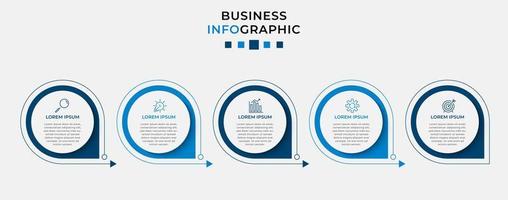 plantilla de negocio de diseño infográfico vectorial con iconos y 5 opciones o pasos. se puede utilizar para diagramas de procesos, presentaciones, diseño de flujo de trabajo, pancartas, diagramas de flujo, gráficos de información vector