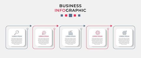 Vector Infographic design business template with icons and 5 options or steps.  Can be used for process diagram, presentations, workflow layout, banner, flow chart, info graph