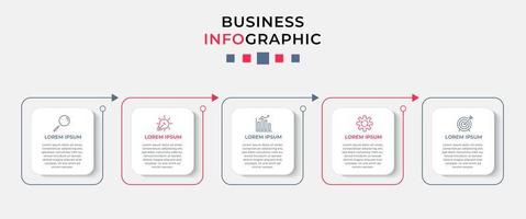 plantilla de negocio de diseño infográfico vectorial con iconos y 5 opciones o pasos. se puede utilizar para diagramas de proceso, presentaciones, diseño de flujo de trabajo, pancarta, diagrama de flujo, gráfico de información vector