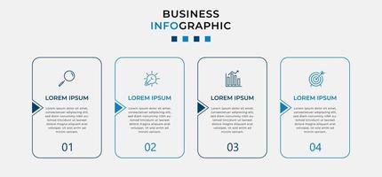 plantilla de negocio de diseño infográfico vectorial con iconos y 4 opciones o pasos. se puede utilizar para diagramas de proceso, presentaciones, diseño de flujo de trabajo, pancarta, diagrama de flujo, gráfico de información vector