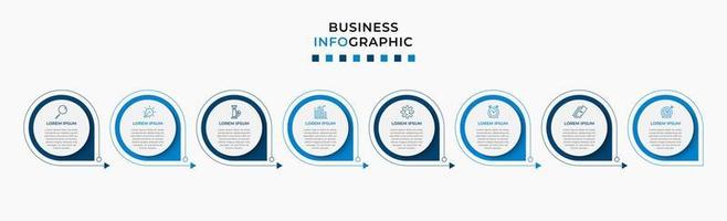 Vector Infographic design business template with icons and 8 options or steps. Can be used for process diagram, presentations, workflow layout, banner, flow chart, info graph