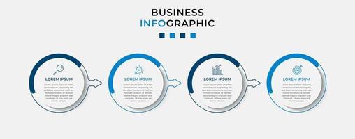 plantilla de negocio de diseño infográfico vectorial con iconos y 4 opciones o pasos. se puede utilizar para diagramas de proceso, presentaciones, diseño de flujo de trabajo, pancarta, diagrama de flujo, gráfico de información vector