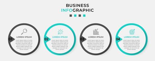 plantilla de negocio de diseño infográfico vectorial con iconos y 4 opciones o pasos. se puede utilizar para diagramas de proceso, presentaciones, diseño de flujo de trabajo, pancarta, diagrama de flujo, gráfico de información vector