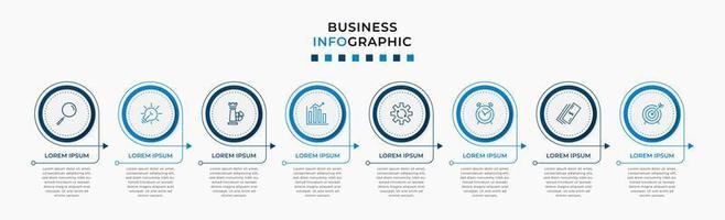 plantilla de negocio de diseño infográfico vectorial con iconos y 8 opciones o pasos. se puede utilizar para diagramas de proceso, presentaciones, diseño de flujo de trabajo, pancarta, diagrama de flujo, gráfico de información vector