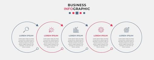 plantilla de negocio de diseño infográfico vectorial con iconos y 5 opciones o pasos. se puede utilizar para diagramas de proceso, presentaciones, diseño de flujo de trabajo, pancarta, diagrama de flujo, gráfico de información vector