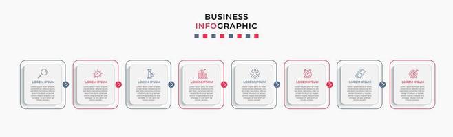 Vector Infographic design business template with icons and 8 options or steps. Can be used for process diagram, presentations, workflow layout, banner, flow chart, info graph