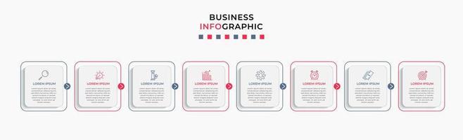 Vector Infographic design business template with icons and 8 options or steps. Can be used for process diagram, presentations, workflow layout, banner, flow chart, info graph