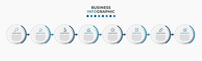 plantilla de negocio de diseño infográfico vectorial con iconos y 8 opciones o pasos. se puede utilizar para diagramas de proceso, presentaciones, diseño de flujo de trabajo, pancarta, diagrama de flujo, gráfico de información vector