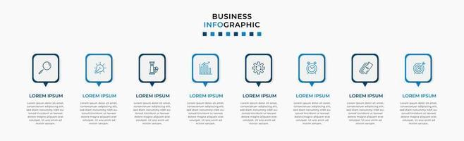 plantilla de negocio de diseño infográfico vectorial con iconos y 8 opciones o pasos. se puede utilizar para diagramas de proceso, presentaciones, diseño de flujo de trabajo, pancarta, diagrama de flujo, gráfico de información vector