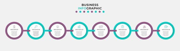 Vector Infographic design business template with icons and 8 options or steps. Can be used for process diagram, presentations, workflow layout, banner, flow chart, info graph