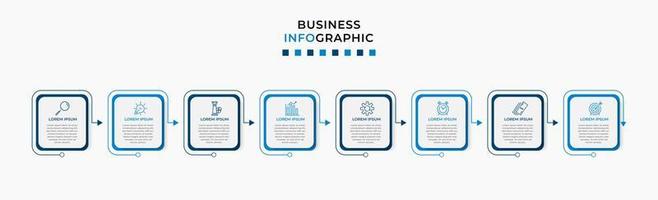 Vector Infographic design business template with icons and 8 options or steps. Can be used for process diagram, presentations, workflow layout, banner, flow chart, info graph