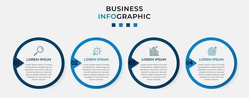 plantilla de negocio de diseño infográfico vectorial con iconos y 4 opciones o pasos. se puede utilizar para diagramas de proceso, presentaciones, diseño de flujo de trabajo, pancarta, diagrama de flujo, gráfico de información vector