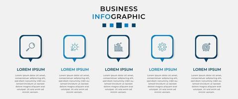 plantilla de negocio de diseño infográfico vectorial con iconos y 5 opciones o pasos. se puede utilizar para diagramas de procesos, presentaciones, diseño de flujo de trabajo, pancartas, diagramas de flujo, gráficos de información vector