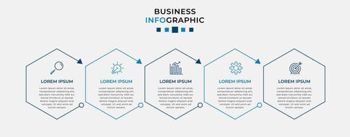 plantilla de negocio de diseño infográfico vectorial con iconos y 5 opciones o pasos. se puede utilizar para diagramas de procesos, presentaciones, diseño de flujo de trabajo, pancartas, diagramas de flujo, gráficos de información vector