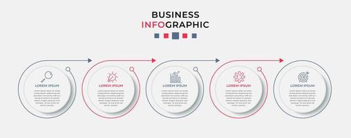 plantilla de negocio de diseño infográfico vectorial con iconos y 5 opciones o pasos. se puede utilizar para diagramas de proceso, presentaciones, diseño de flujo de trabajo, pancarta, diagrama de flujo, gráfico de información vector