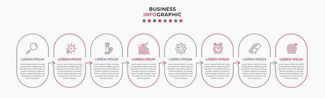 Vector Infographic design business template with icons and 8 options or steps. Can be used for process diagram, presentations, workflow layout, banner, flow chart, info graph