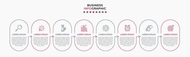 Vector Infographic design business template with icons and 8 options or steps. Can be used for process diagram, presentations, workflow layout, banner, flow chart, info graph