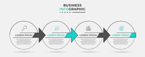 plantilla de negocio de diseño infográfico vectorial con iconos y 4 opciones o pasos. se puede utilizar para diagramas de proceso, presentaciones, diseño de flujo de trabajo, pancarta, diagrama de flujo, gráfico de información vector