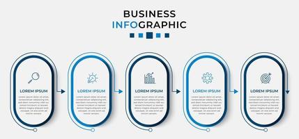 plantilla de negocio de diseño infográfico vectorial con iconos y 5 opciones o pasos. se puede utilizar para diagramas de procesos, presentaciones, diseño de flujo de trabajo, pancartas, diagramas de flujo, gráficos de información vector