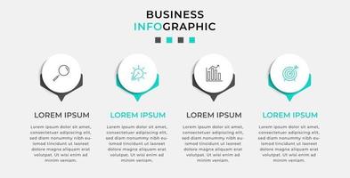 Vector Infographic design business template with icons and 4 options or steps. Can be used for process diagram, presentations, workflow layout, banner, flow chart, info graph