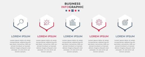 Vector Infographic design business template with icons and 5 options or steps.  Can be used for process diagram, presentations, workflow layout, banner, flow chart, info graph