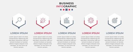 Vector Infographic design business template with icons and 5 options or steps.  Can be used for process diagram, presentations, workflow layout, banner, flow chart, info graph