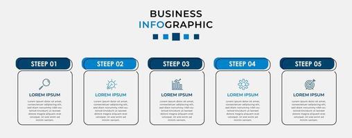 plantilla de negocio de diseño infográfico vectorial con iconos y 5 opciones o pasos. se puede utilizar para diagramas de procesos, presentaciones, diseño de flujo de trabajo, pancartas, diagramas de flujo, gráficos de información vector