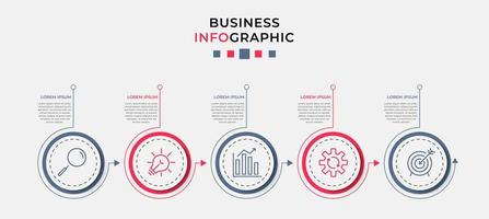 plantilla de negocio de diseño infográfico vectorial con iconos y 5 opciones o pasos. se puede utilizar para diagramas de proceso, presentaciones, diseño de flujo de trabajo, pancarta, diagrama de flujo, gráfico de información vector