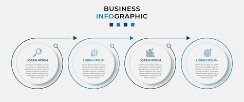 plantilla de negocio de diseño infográfico vectorial con iconos y 4 opciones o pasos. se puede utilizar para diagramas de proceso, presentaciones, diseño de flujo de trabajo, pancarta, diagrama de flujo, gráfico de información vector