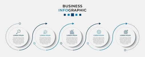 plantilla de negocio de diseño infográfico vectorial con iconos y 5 opciones o pasos. se puede utilizar para diagramas de procesos, presentaciones, diseño de flujo de trabajo, pancartas, diagramas de flujo, gráficos de información vector