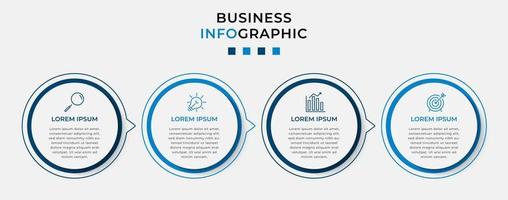 plantilla de negocio de diseño infográfico vectorial con iconos y 4 opciones o pasos. se puede utilizar para diagramas de proceso, presentaciones, diseño de flujo de trabajo, pancarta, diagrama de flujo, gráfico de información vector