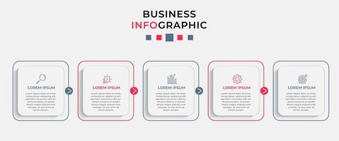 plantilla de negocio de diseño infográfico vectorial con iconos y 5 opciones o pasos. se puede utilizar para diagramas de proceso, presentaciones, diseño de flujo de trabajo, pancarta, diagrama de flujo, gráfico de información vector