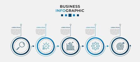 Vector Infographic design business template with icons and 5 options or steps. Can be used for process diagram, presentations, workflow layout, banner, flow chart, info graph