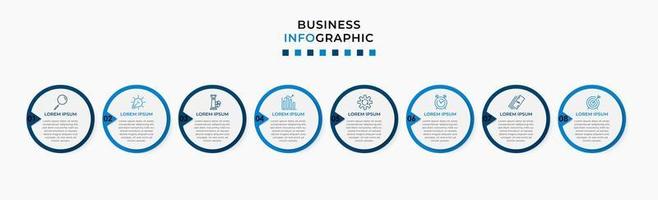 plantilla de negocio de diseño infográfico vectorial con iconos y 8 opciones o pasos. se puede utilizar para diagramas de proceso, presentaciones, diseño de flujo de trabajo, pancarta, diagrama de flujo, gráfico de información vector