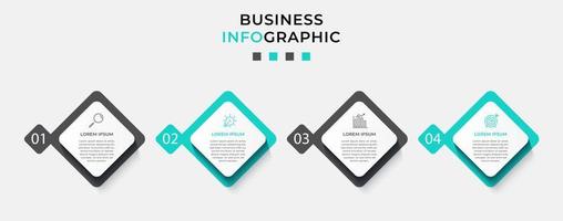 plantilla de negocio de diseño infográfico vectorial con iconos y 4 opciones o pasos. se puede utilizar para diagramas de proceso, presentaciones, diseño de flujo de trabajo, pancarta, diagrama de flujo, gráfico de información vector