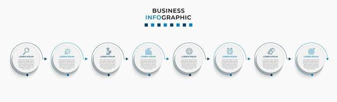 Vector Infographic design business template with icons and 8 options or steps. Can be used for process diagram, presentations, workflow layout, banner, flow chart, info graph