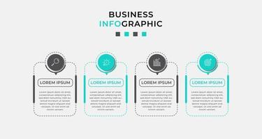 Vector Infographic design business template with icons and 4 options or steps. Can be used for process diagram, presentations, workflow layout, banner, flow chart, info graph