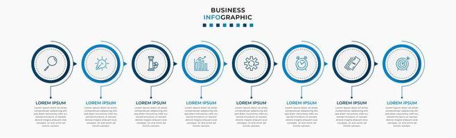 Vector Infographic design business template with icons and 8 options or steps. Can be used for process diagram, presentations, workflow layout, banner, flow chart, info graph