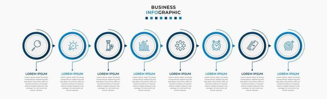 Vector Infographic design business template with icons and 8 options or steps. Can be used for process diagram, presentations, workflow layout, banner, flow chart, info graph