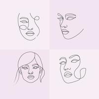 Woman face abstract line art drawing beauty girl feminine collection face line art illustration