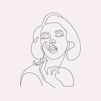 Beauty stylish woman in cigarette smoking elegant line art style drawing vector