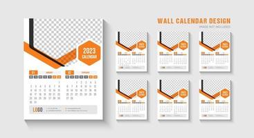 2023 wall calendar template design vector