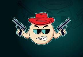 Cartoon Character With Two Guns Vector Illustration