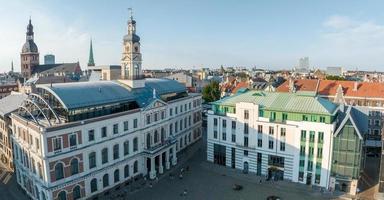 Beautiful aerial view of Riga city, the capital of Latvia. photo