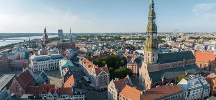 Beautiful aerial view of Riga city, the capital of Latvia. photo