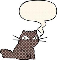 cartoon cat looking right at you and speech bubble in comic book style vector