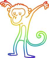 rainbow gradient line drawing cartoon monkey vector